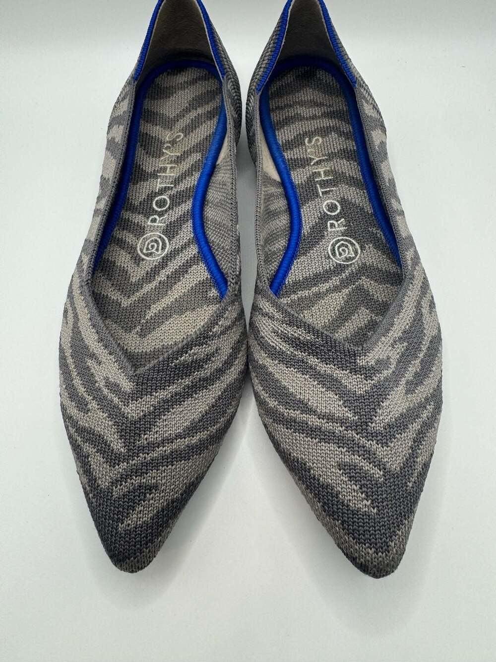 Rothy's The Point Grey Zebra Print Knit Ballet Flats 7.5